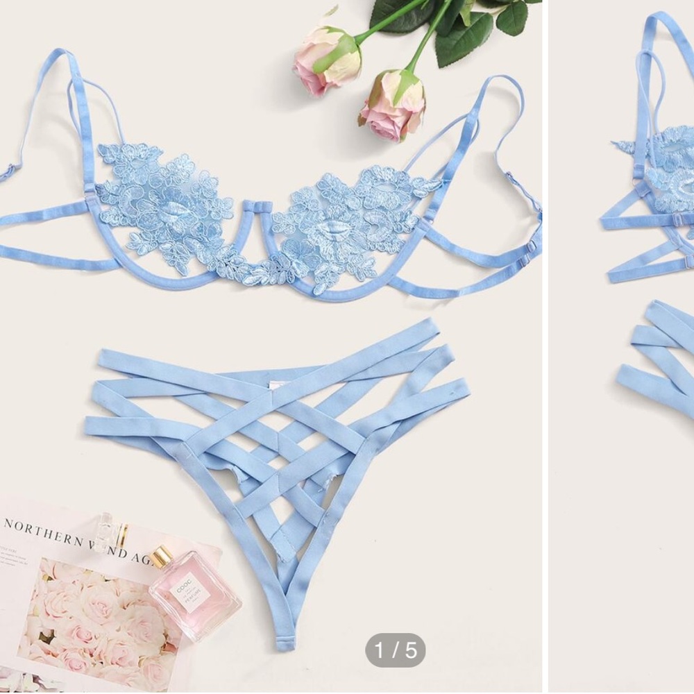 Floral Lace Cut-Out Underwire Lingerie Set